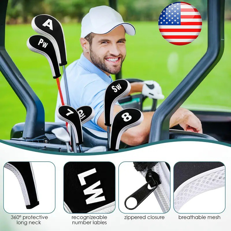 Golf Club Iron Set - 12-Piece Golf Club Cover Set –