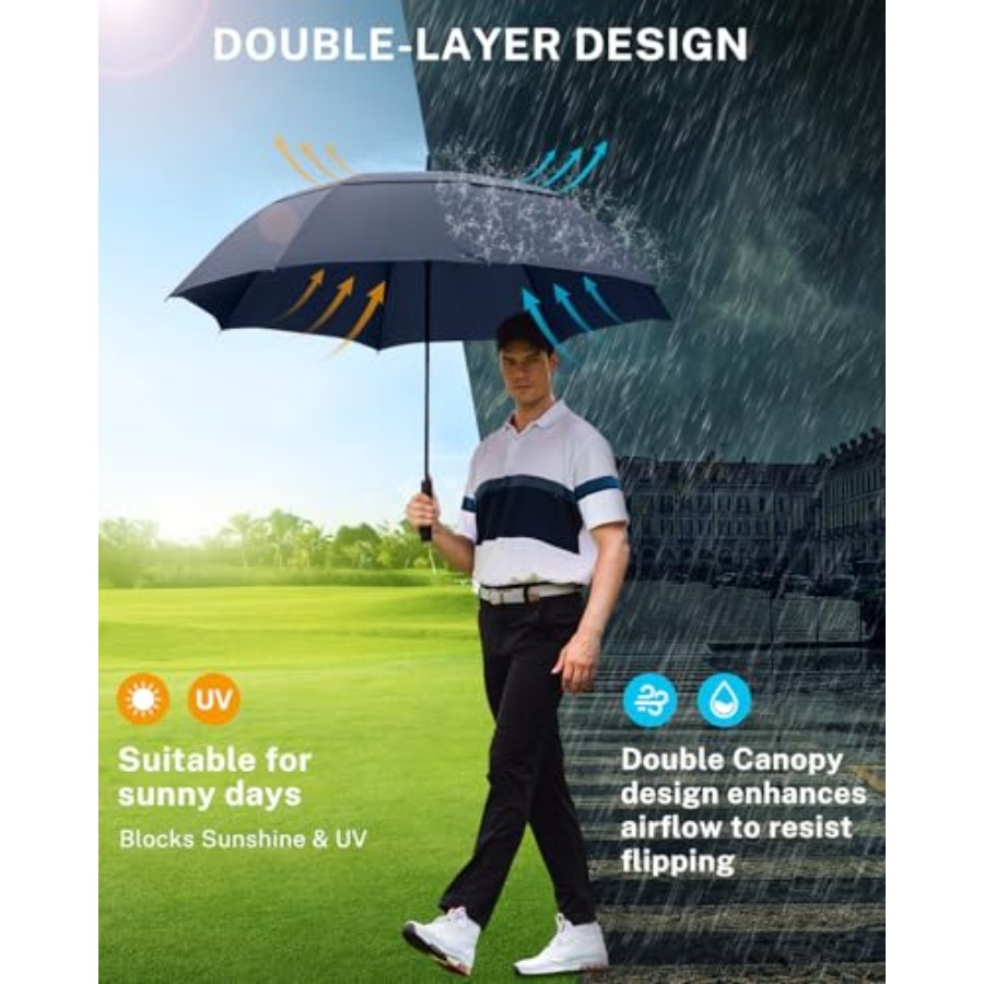Windproof Double-ribs Golf Umb - đánh giá và giá Golf Umbrella Large